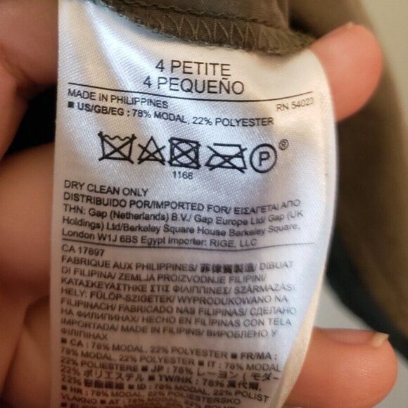 Banana Republic Womens Petite 4 Dress Green Long Sleeve Waist Tie Pocket Utility - Picture 6 of 6